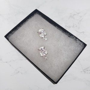 Beautiful Cubic Zirconia 925 Silver Stud Statement Earrings
